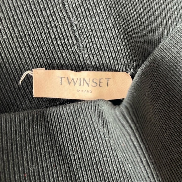 Twin-set Knitted Crop Trousers Black & Metallic Size Small - Picture 4 of 11